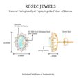 thumbnail image 4 of Rosec Jewels Oval Shape Ethiopian Opal Stud Earrings with Diamond Halo - 1.8 Carat - AAA Grade, 18K Yellow Gold, 4 of 7