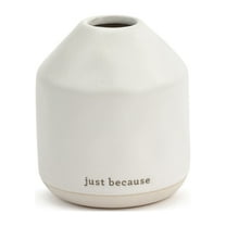 Demdaco White and Smooth Cream 3.5 x 3 Ceramic Stoneware Just Because Vase