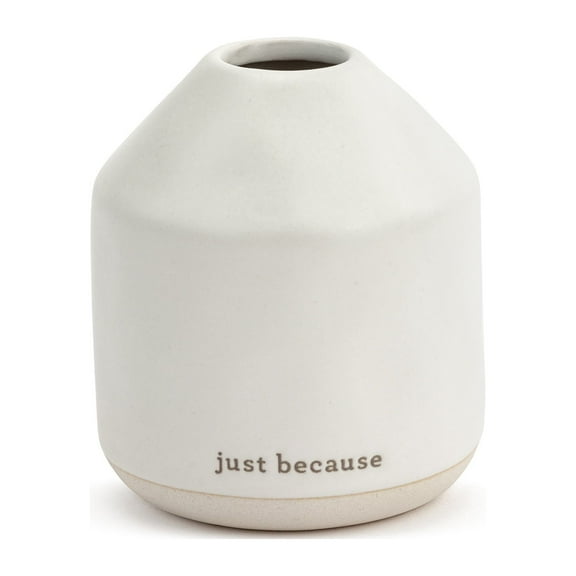 Demdaco White and Smooth Cream 3.5 x 3 Ceramic Stoneware Just Because Vase