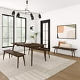 thumbnail image 4 of Plank+Beam 72" Mid-century Modern Solid Wood Dining Table Set with 2 Benches, Walnut, 4 of 7