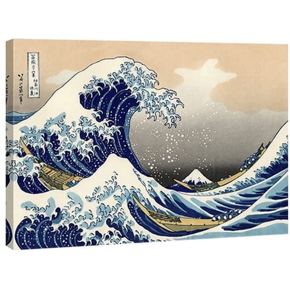 Wieco Art Canvas Prints Wall Art Ocean Beach Picture Paintings for Home Office Decorations Wall Decor Great Wave of Kanagawa Katsushika Hokusai Modern Stretched and Framed Landscape Sea Artwork