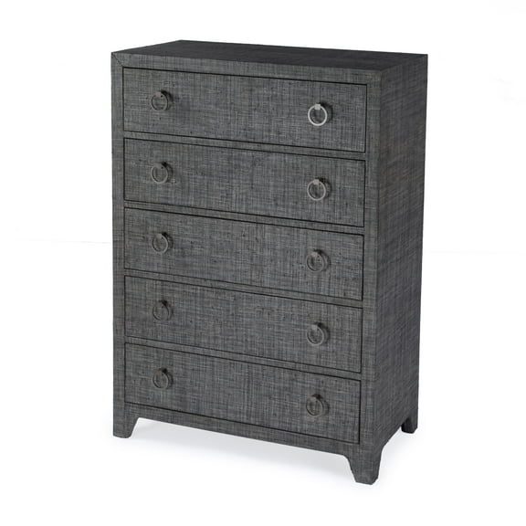 Butler Specialty Company Bar Harbor 5 Drawer Raffia Dresser - Charcoal Gray