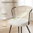 thumbnail image 3 of Sailvan Modern Dining Chairs Set of 2,Upholstered Rattan Chairs,Fabric Padded Side Chairs with  Rattan Backrest & Thick Cushions,Accent Kitchen Chair with Metal Leg,Black, 3 of 9