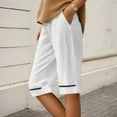 thumbnail image 2 of Women's Linen Shorts Casual Knee Length Summer Beach Pants Lightweight Comfortable Loose Fit With Pockets Breathable Stylish Outfits, 2 of 2