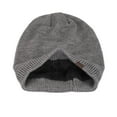 thumbnail image 6 of Xfvqtps Mens Beanie Knitted Plush Lining Solid Color Simplicity Stretch Soft Thickened Windproof Coldproof Warm Winter Slouchy Hat Gray, 6 of 8