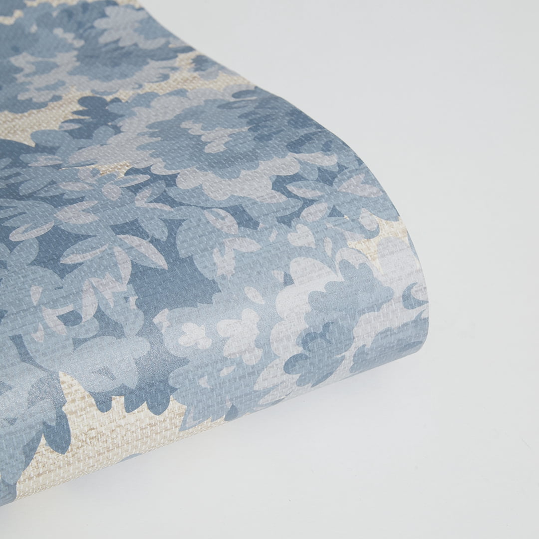 Tempaper Blue Canopy Toile Faux Grasscloth Removable Peel and Stick Wallpaper, 20.5 in X 16.5 ft