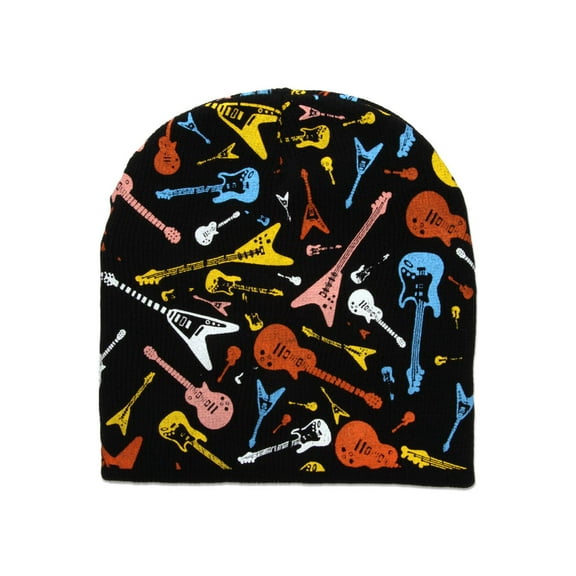 Guitars Cuffless Short Beanie - Black
