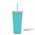 thumbnail image 2 of Billuyoard Vaso de paja de plástico de doble capa de Color caramelo, botella de café, té, leche, tetera esmerilada de moda, vaso de verano para el hogar Cocina y Comedor cian Billuyoard HA082066-06, 2 of 6