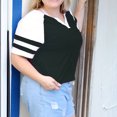 thumbnail image 3 of Vergoodr Plus-Size Tops for Women Summer V Neck T Shirts Color Block Raglan Tees, 3 of 4