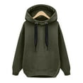 thumbnail image 4 of Yeaiivve Fall Fashion Hoodies for Women Thin Fleece Lined Hooded Sweatshirt Side Split Casual Y2K Pullover Hoodie Army Green XL, 4 of 8