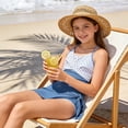 thumbnail image 4 of Girls One Piece Swimsuit Size 8 High Waisted Tankini Quick Dry Cute Printed Teen Bathing Suit Adjustable Straps Swimwear with Cover Up Beach Skirt Navy15-16 Years, 4 of 5