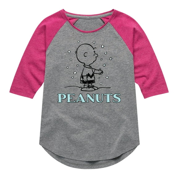 Peanuts - Charlie Snow - Toddler & Youth Girls Raglan Graphic T-Shirt