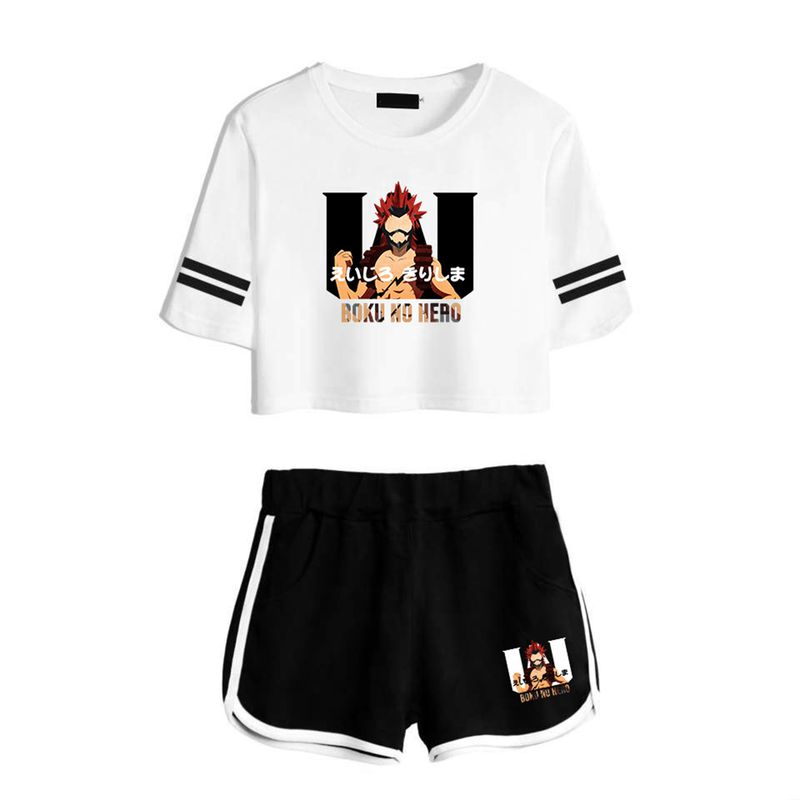 Anime My Boku No Hero Academia Short Sleeves Crop Top+Shorts