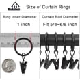 thumbnail image 3 of Anillos de cortina con clips WeeksEight, paquete de 100, negros, 3 of 9