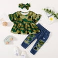 thumbnail image 3 of 12 Months Baby Girls Clothes 18 Months Girls 3PCS Outfits Toddler Girls Short Sleeve Camo Top Jeans Pants Headband Set, 3 of 9