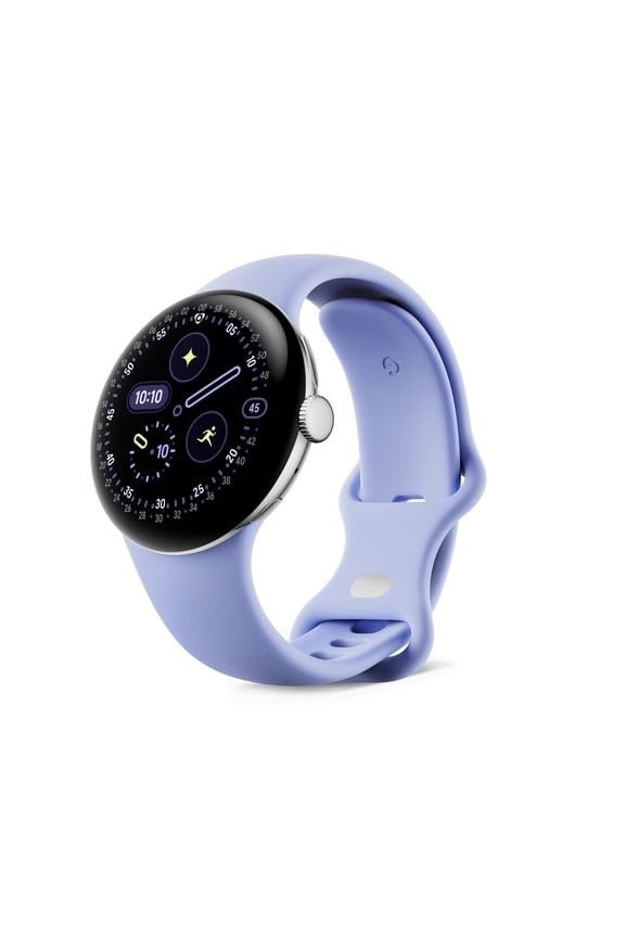 Pixel Watch 4 (41mm) -Domed Display, Comprehensive Health and Fitness Tracking, and Help from Gemini - Polished Silver,Purple