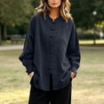 thumbnail image 6 of Vetsdori Womens Square Neck Button up Shirts Long Sleeve Cotton Linen Solid Color Casual, 6 of 8