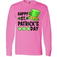 thumbnail image 3 of Inktastic Happy St. Patrick's Day Green Hat and Clovers Long Sleeve T-Shirt, 3 of 5