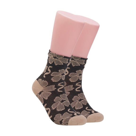 Clarks Women's Black Botanical Tapestry Crew Socks, 2 Pack