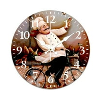 Wall Clock for Home Decoration, Chef Riding Bicycle Funny Pattern Retro Mute Non-Ticking Classic Wall Clock Battery Powered Suitable for Home, Living Room, Kitchen, Office Decorations