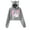 Grey-WP09809X03, variant on InquisitorMaster Hoodie Sweatshirts Crop top Printing Internet Celebrity for Girls Cat Ear Youth Streetwear