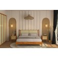 thumbnail image 3 of Asher 47" King Platform Bed Frame, Rattan Headboard, Mid Century and Boho, Solid Wood, Caramel, 3 of 18