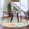 thumbnail image 4 of 6ft Round Rug Coastal Turquoise Area Rugs for Living Room Bedroom Washable Non Slip Circle Rug Ocean Coral Starfish Shell Modern Sea Indoor Floor Carpet for Kitchen Entryway Office Dining Room, 4 of 9
