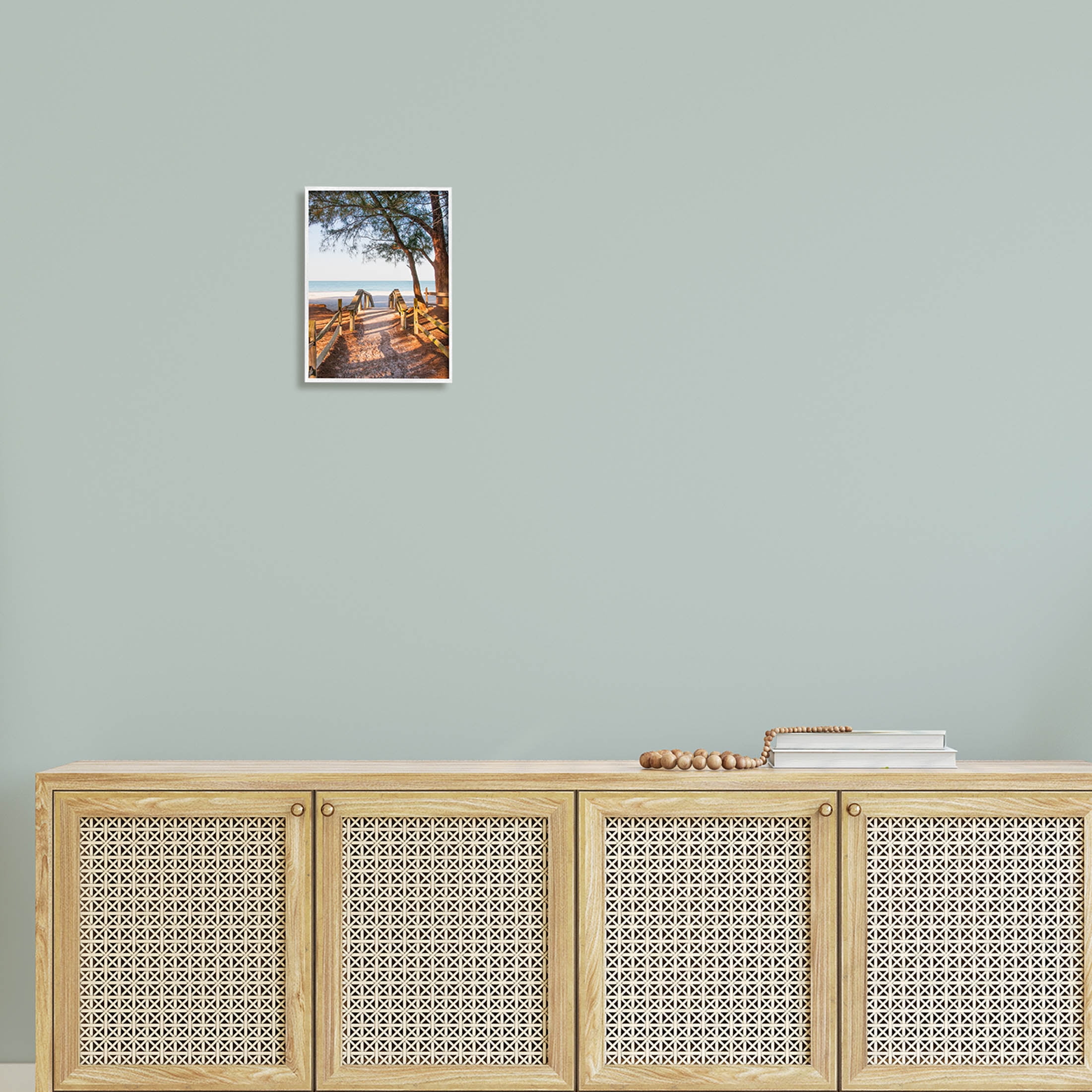 Stupell Industries Relaxing Beach Walkway Coastal Path Photograph White Framed Art Print Wall Art, Design by Mary Lou Photography
