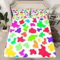 thumbnail image 2 of Homewish Colorful Cow Print Girl Boy Full Size Sheets 4-Piece,Farmhouse Animal Breathable Bed Sheets,Abstract Gradient Geometric Lightweight Sheet Sets,Super Cozy Room Decor, 2 of 7