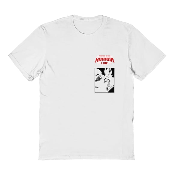 Horror Line Dracula Bites Graphic White Men's Cotton T-Shirt