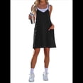 thumbnail image 2 of Vestido de Verano para Mujer 2025, Minivestido Informal Sin Mangas con Tirantes Finos y Bolsillos Negro M, 2 of 7