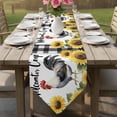 thumbnail image 6 of Black White Vintage Rooster Table Runner Linen Burlap Table Runner 70 Inches Long Sunflower Farmhouse Checkered Dresser Scarves for Kitchen Island Coffee Dining Party Wedding Holiday Decor 13"x70", 6 of 8