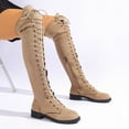 thumbnail image 5 of Khaki Women Lace Up Boots Round Toe Strap Side Zipper Comfortable Walking Shoes For Fall Winter Outing Durable Material, 5 of 9