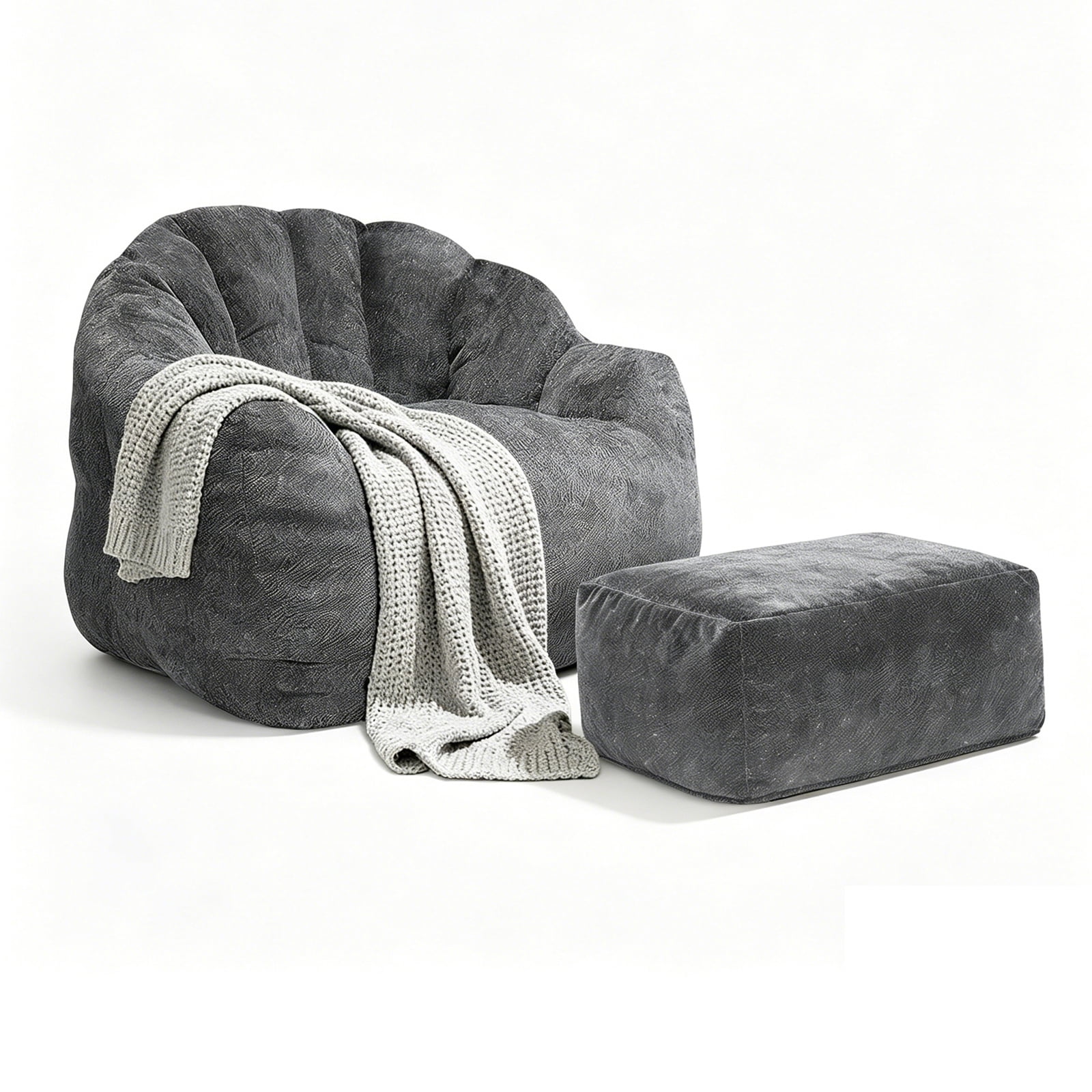 Hommoo Bean bag chair, armrest bean bag sofa chair filled with high-density foam, comfortable lazy sofa chair, adult bean bag chair for Home, Gray