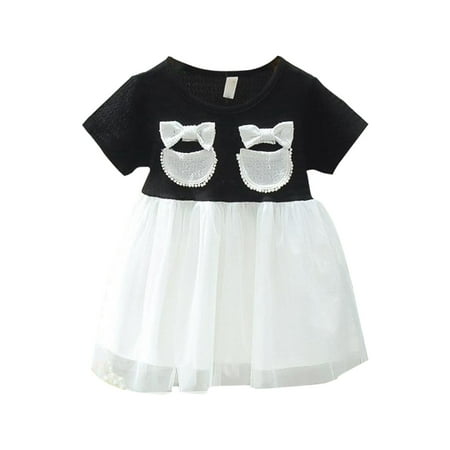 

Toddler Girls Princess Dress Cute Short Sleeve Round Neck Trendy Streetwear Toddler Baby Sundress Gifts To Child