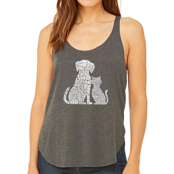 Women's Premium Word Art Flowy Tank Top - Dogs and Cats