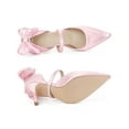 thumbnail image 3 of BLISSFUL STEP Women's Shoes Satin High Heel Pumps Bow Decor Pointed Toe Slip-On Shoes Pink 6, 3 of 7