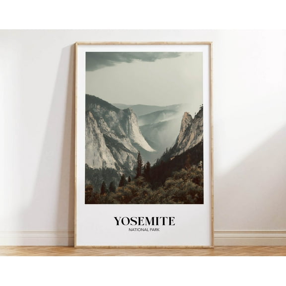 Rustic Yosemite National Park Poster Country Travel Print Art Minimalist Decor Vintage Style Wall Art Gift Wall Art, Modern Wall Decor, 8x12 UNFRAMED
