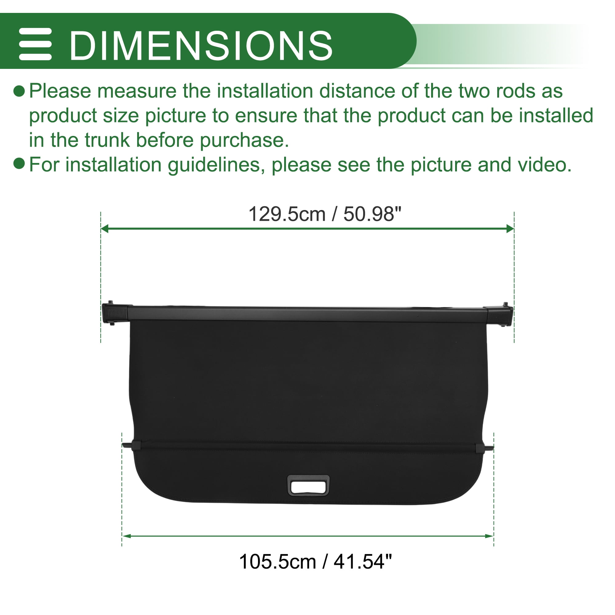 Unique Bargains Retractable Cargo Cover Gloss Black for Volvo V60 2019-2024