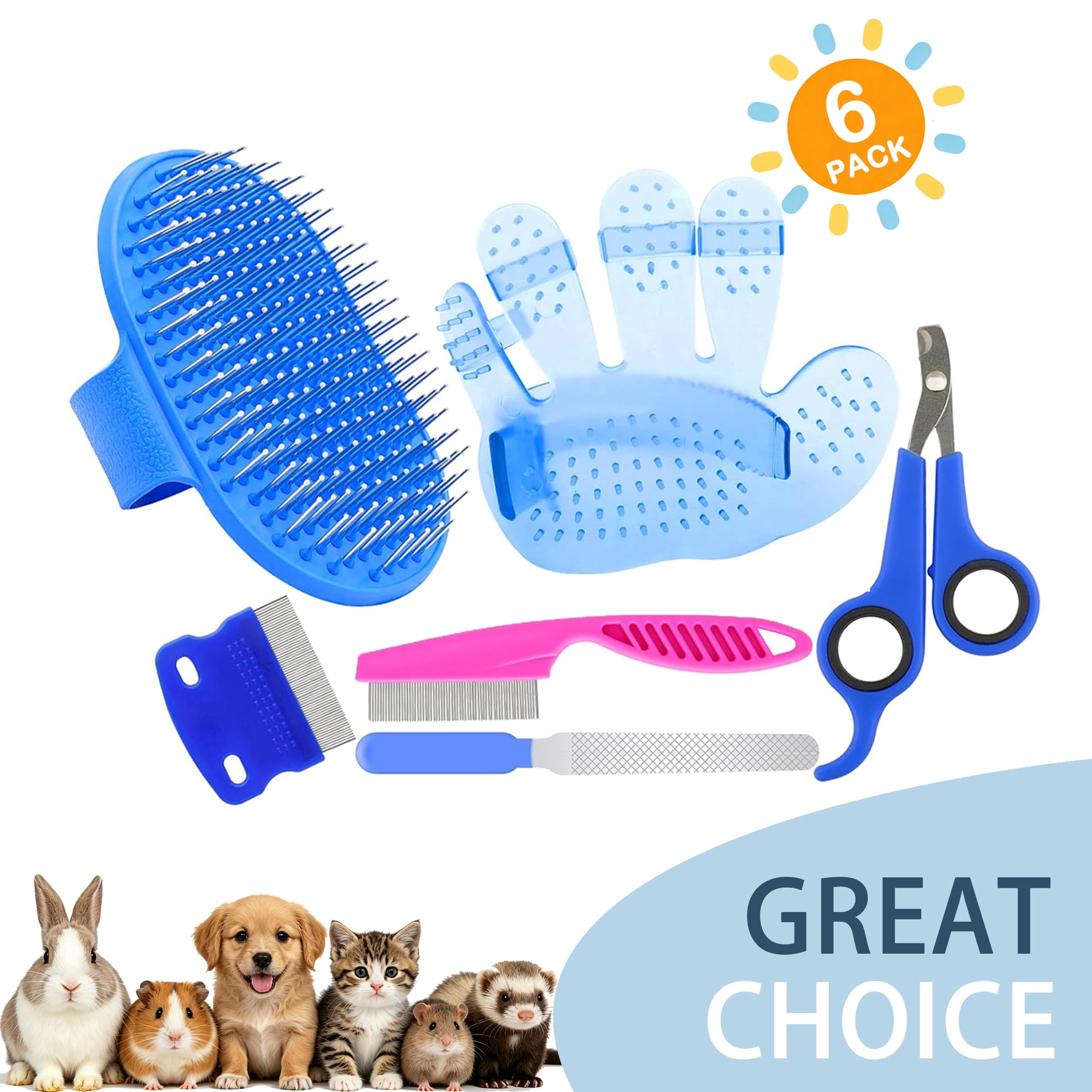 BellaNotes Rabbit grooming kit, rabbit hair removal brush with rabbit nail clippers, pet comb with rabbit nail trimmer, suitable for hamsters, guinea pigs, kittens, and puppies