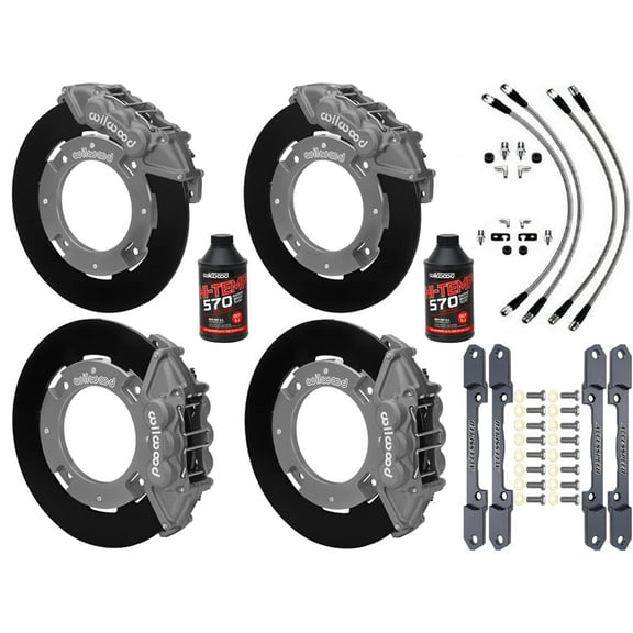 WILWOOD FRONT & REAR RACE UTV BIG BRAKE Combo WITH GRAY ANODIZED CALIPERS, PLAIN ROTORS & BRAKE FLUID FOR 2014-2023 POLARIS RZR XP1000 & RS1