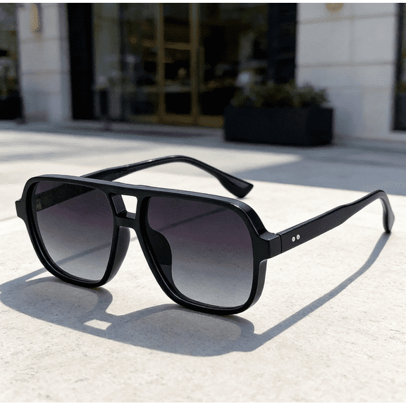 TAROFISH Unisex Retro Aviator Sunglasses, A Stylish, Classic Square Design in a Retro Double-Bridge Aviator Style