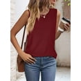 thumbnail image 4 of Débardeurs pour Femmes Sans Manches Chemises à Oeillets Rouge Vin G, 4 of 7