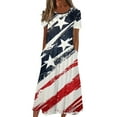 thumbnail image 3 of Womens Winter Dresses, American Flag T Shirt Long Dresses Casual Cotton 4Th Of July Patriotic Short Sleeve Round Neck Pocket Dress Prom Beach Wedding Guest Dresses Casual (L, Dark Blue) ZMTing, 3 of 4