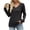 Black, variant on Asxite Women Fall Winter Tops V Neck Long Sleeve Solid Knit Ribbed Pullover Shirts
