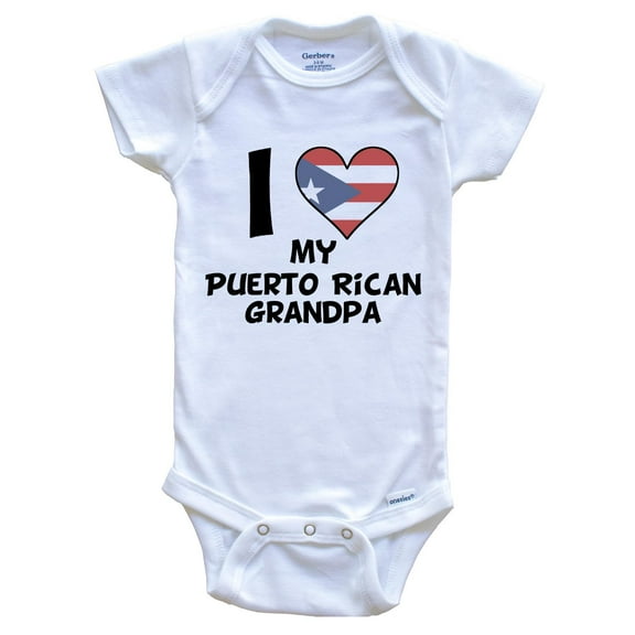 I Heart My Puerto Rican Grandpa Puerto Rico Flag Baby Bodysuit, 0-3 Months White