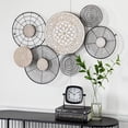 thumbnail image 2 of DecMode Black Metal Floral Wire Plate Wall Decor with Brown and White Scrolls, 2 of 14