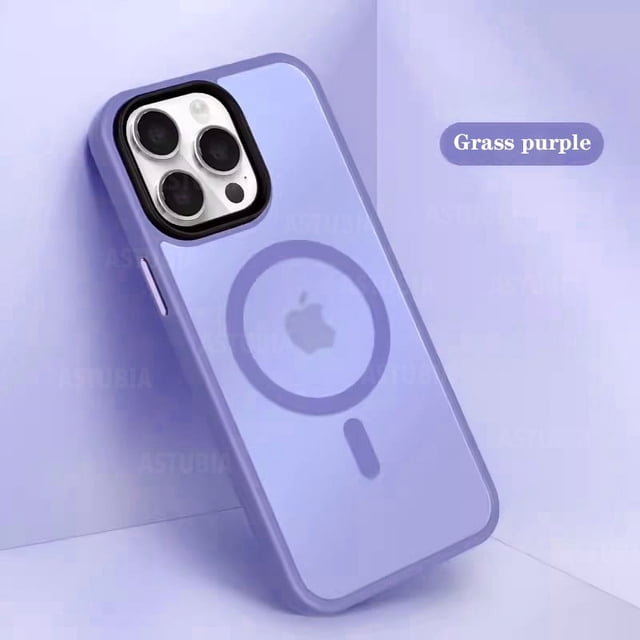 Luxury Magnetic Wireless Charge Case for iPhone 16 15 14 13 12 11 Pro Max Plus Shockproof Compatible Anti-Fingerprint Cover purple For iPhone 16 Plus
