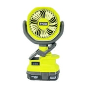 Ryobi ONE+ 4 2-Speed Cordless Clamp Fan with 1.5 Ah Battery and Charger Personal Fan