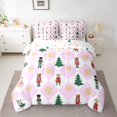 thumbnail image 2 of Christmas Nutcracker Decor Bedding Sets Full Size,Nutcracker Soldier Mouse Ballet Girl 7Pcs Comforter Set for Kids Teens,Christmas Tree Gold Snowflake Fitted Flat Sheet Purple Check Bed in a bag, 2 of 5